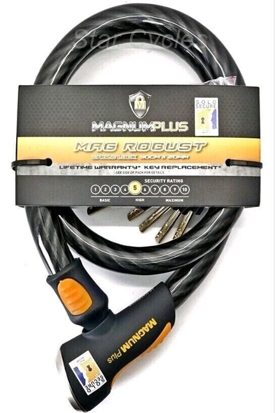 Magnumplus Lock Magnum Plus Mag Robust Heavy Duty Coil Cable Bike / Motorbike Lock HLK406