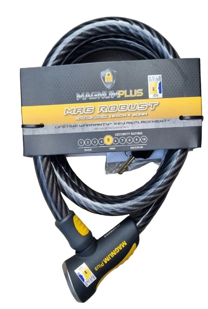 Magnumplus Lock Magnum Plus Mag Robust Motorbike Bike Bicycle Scooter Cable Lock 185cm x 20mm XT