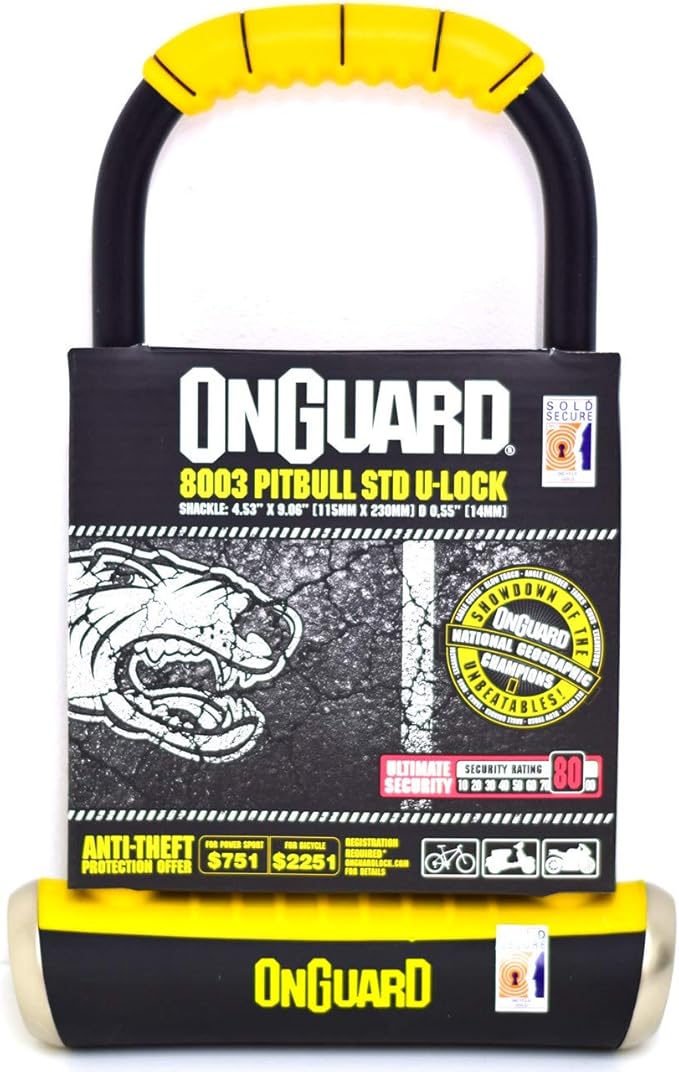 OnGuard BIKE LOCK ONGUARD Pitbull STD 8003 Bike U Lock - Sold Secure Gold